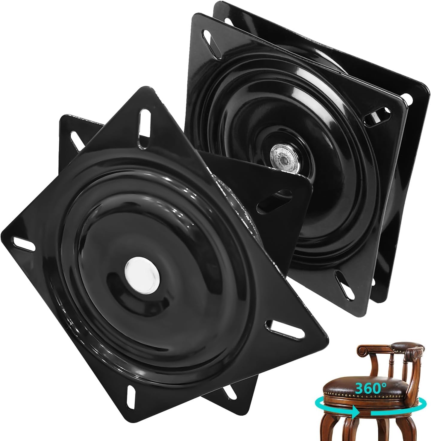 aleawol 2 Pcs 6 Inch Boat Seat Swivel Base Mount Plate, Bar Stool 360 Degrees Rotating Seat Replacement, Steel Ball Bearing Turntable Swivel Plate for Boat Stool, Chairs, Table
