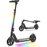 INVANTI KS03 Electric Scooter for Kids Ages 8+, 350W Peak Motor, Max 12mph & 10Miles, 7" Solid Wheel, LED Lights & Display, Double Braking, Kids Electric Scooter with 3 Adjustable Speeds & Heights