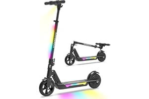INVANTI KS03 Electric Scooter for Kids Ages 8+, 350W Peak Motor, Max 12mph & 10Miles, 7" Solid Wheel, LED Lights & Display, Double Braking, Kids Electric Scooter with 3 Adjustable Speeds & Heights