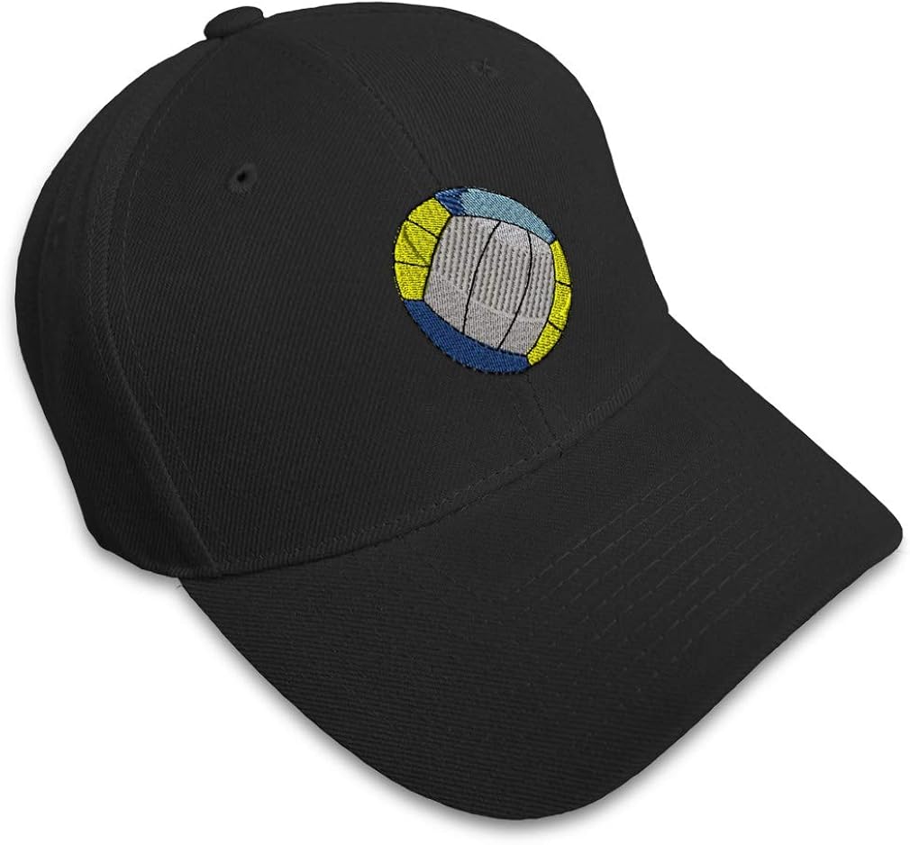 Baseball Cap Beach Volleyball Embroidery Sports Acrylic Hats for Men & Women Strap Closure Black