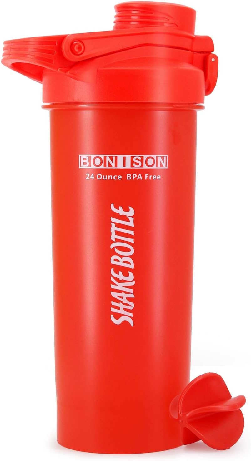 24 Ounce Shaker Bottle Protein Powder Shake Blender Gym Bottle Smoothie Cup, BPA Free, Auto-Flip Leak-Proof Lid, Handle with Ball Included Full Color