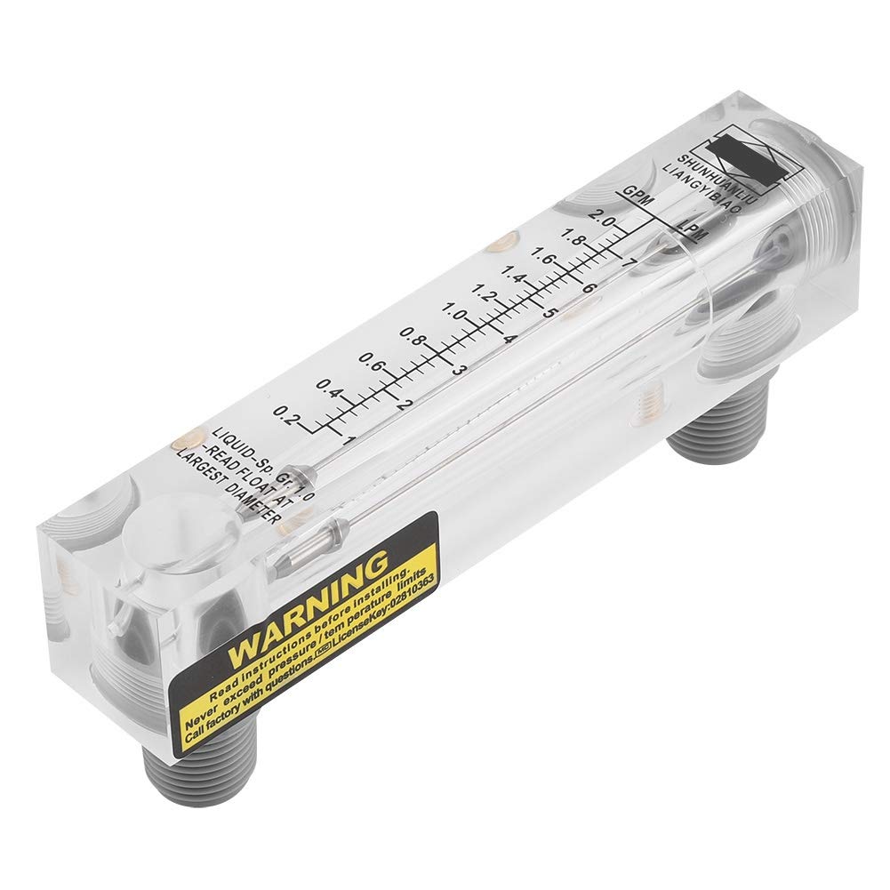 Liquid Flowmeter, Water Meter Panel Type Glass Liquid Flowmeter 0.2-2GPM/1-7LPM Water Measuring Meter