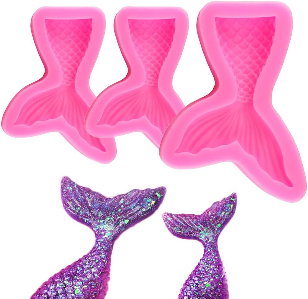 Silicone Fondant Cake Molds, IHUIXINHE Non-Stick Chocolate, Jelly, Candy Mold, Cupcake Decoration Tool (Mermaid Tail)