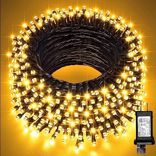JMEXSUSS 66ft 200 LED Outdoor Christmas Lights, Warm White Christmas
