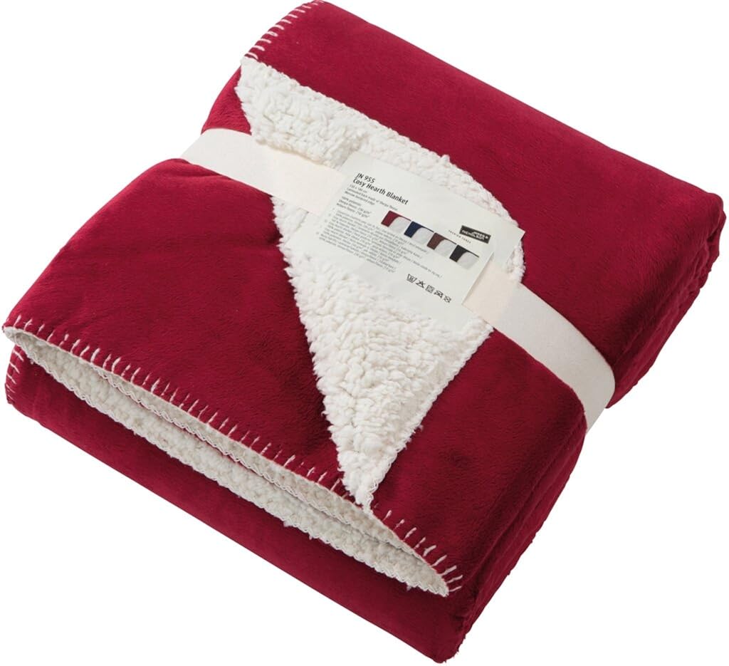James & Nicholson Exclusive velours blanket (one size, burgundy/natural