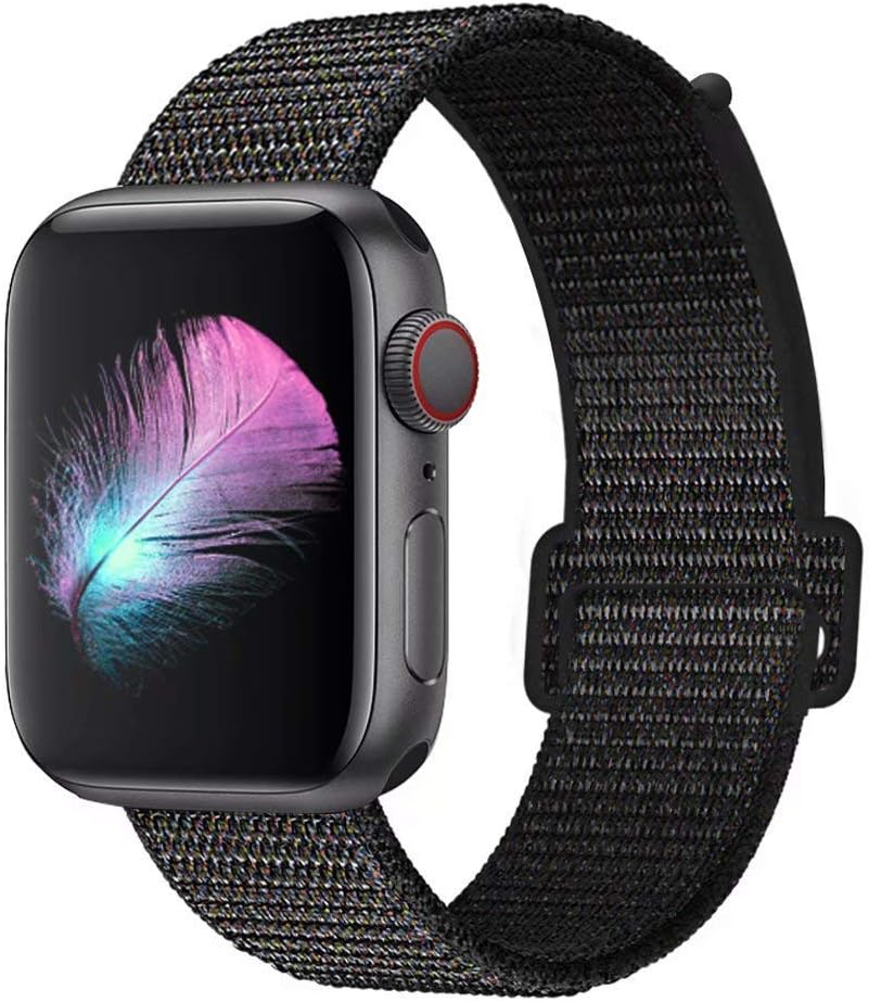 Bracelet Wristband Compatible with Apple Watch Band 38mm 40mm 42mm 44mm Soft Nylon Replacement for iwatch Series 4 3 2 1 (Light Black, 38/40mm)