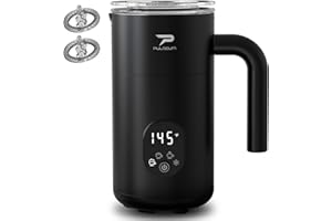 PULDOUM Milk Frother, Electric Milk Frother and Steamer 4 in 1 Automatic Coffee Steamer Frother, 11.8OZ / 350ML Warm and Cold Foam Frother For Coffee,Latte, Cappuccino, Macchiato, Hot Chocolate