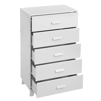 Vasagle Chest Of Drawers 5 Drawer Dresser With Pine Wood Legs