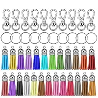 Selizo 150Pcs Swivel Hooks with Key Rings and Tassels Bulk for Keychain Crafts