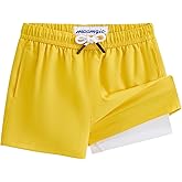 maamgic Boys Swim Trunks with Compression Liner Toddler Stretch Swim Shorts