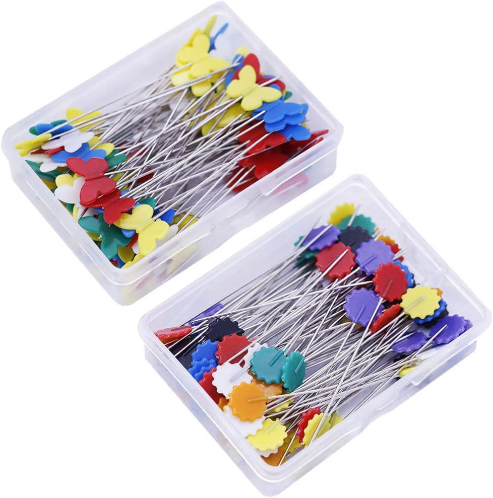 Exceart 100 Pieces Pins Quilting Pins Flat Head Pins Plastic Flowers