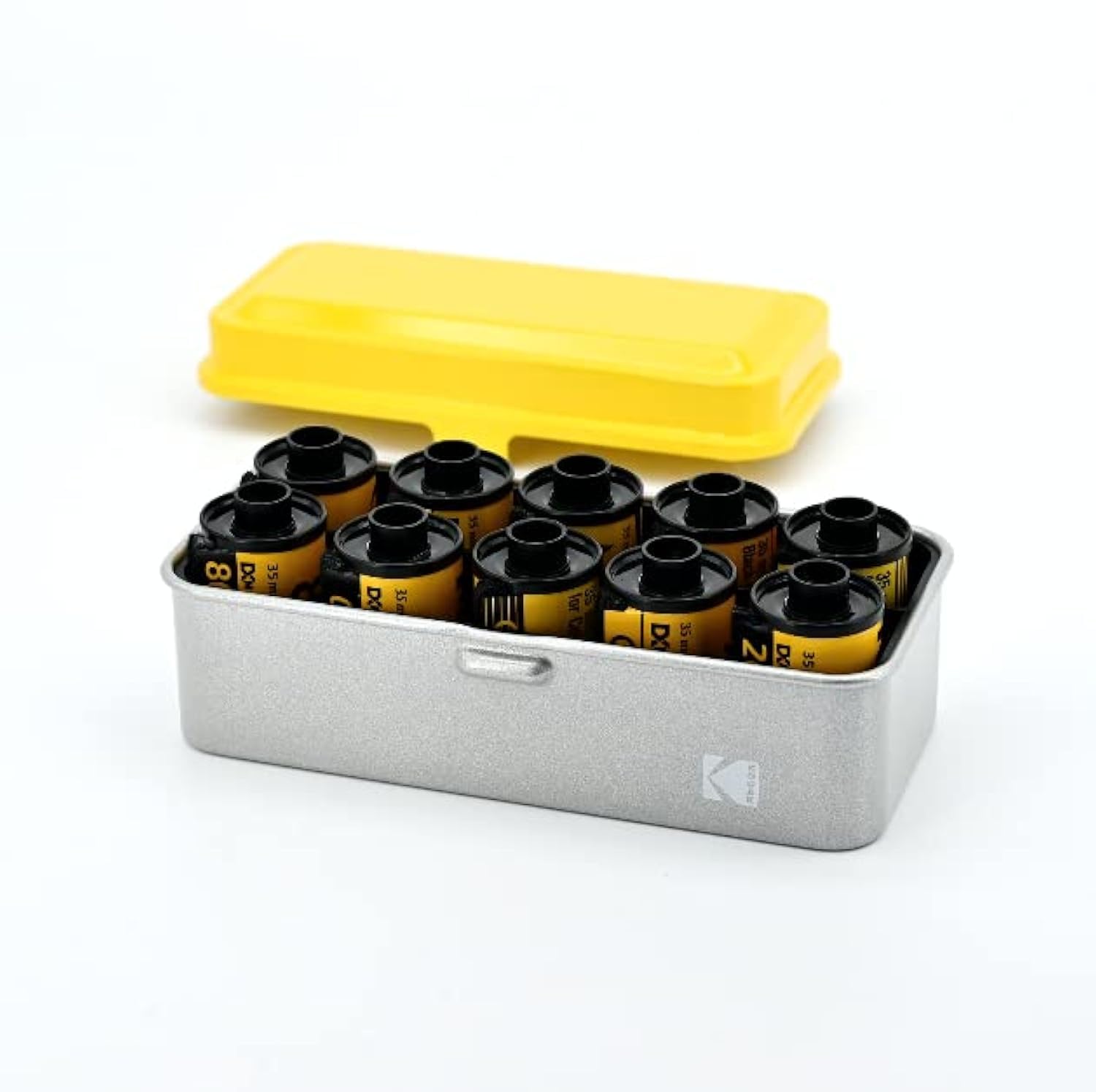 KODAK 120/135 Film Case - for 8 Rolls of 120 Films / 10 Rolls of 35mm Films - Retro Steel Case to Sort & Safeguard Film (Yellow) (Film is not Included)