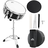 EASTROCK Snare Drum Set 14X5.5 Inches with stand for Student-Black | Beginner Snare Drums Kit with Gig Bag, Drumsticks, Stand, Drum Keys Coated Material Drum Head, 10-Lug Stable Tuning System