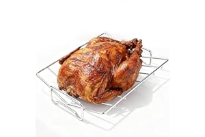 Dallden Turkey Roasting Rack Stainless Steel 13"×10" V-Shaped Racks for Grilling Smoking Broiling Chicken Bird Pork Tenderloin Oven Smoker Cooking Rack for Roasting Pan