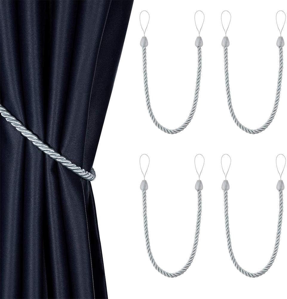 Uxcell Vorhang-Raffhalter Aus Polyester – 58 Cm, Geflochten, 2 Stück In Schwarz/Silber