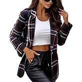 MINTLIMIT Plaid Blazer Jacket for Womens Long Sleeve 2026 Work Office Blazer Lapel Button Work Formal Blazer Jackets