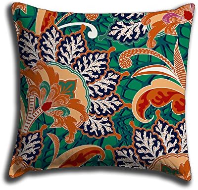 MAXXDECO MX17017 Decorative Throw Pillow Case Cushion Cover Set of 2 for Chair Sofa Home Decoration Print Polyester Square Pillowcase with Hidden Zipper 18 x 18 inches