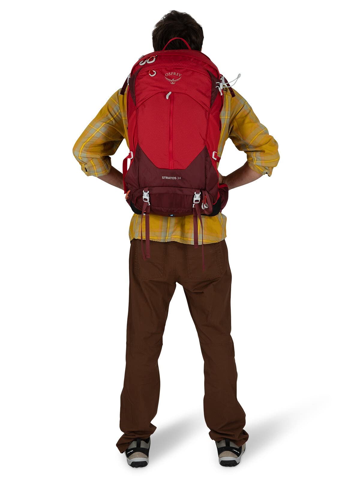 Osprey Stratos 34L Men's Hiking Backpack, Poinsettia Red