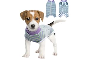 BRKURLEG Dog Recovery Suit After Surgery for Small and Medium Dogs,Surgical Shirts Spay Suit for Female Male Dog, Striped Puppy Doggy Onesie Vest for Abdominal Wounds Anti-Licking M