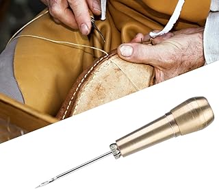 Zunate Kupfer-Stiel 3 Nadeln Nähahle Stitcher Hand Repair Tool Kit,Profi Nähahle Kupfer-Stiel Nadeln Handnähwerkzeug,für DIY Nähen und Reparieren von Leder, Schuhen, Taschen usw