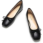 C.Paravano Ballet Flats | Womens Flats | Dressy Flats for Women | Ballet Shoes for Women | Square Toe Flat (Size 8,Black)