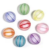 ARTISAMILY 20pcs 16mm Frosted Pumpkin Beads Acrylic Round Lantern Bracelet Beads Cute Stripe Loose Spacer Beads for Pen Decorative Craft Beads for DIY Earring Necklace Jewelry Making