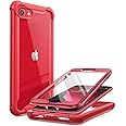 i-Blason Ares for iPhone SE Case 2022 (3rd Gen), [Built-in Screen Protector] Dual Layer Rugged Clear Bumper Case for iPhone SE 2022/ iPhone SE 2020/ iPhone 8/ iPhone 7 (Red)