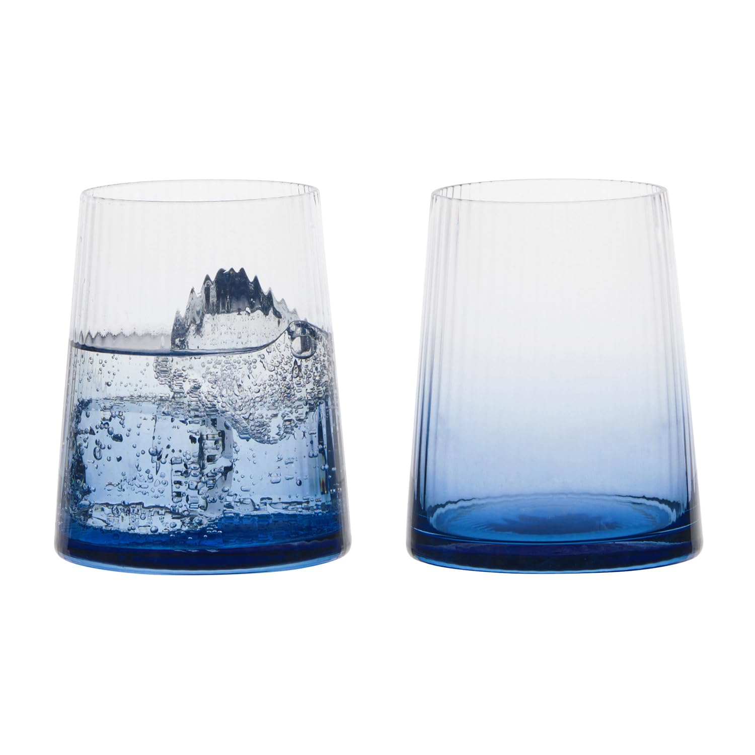 Anton Studio Designs Empire Handmade DOF Tumblers for Whiskey, Spirits or Water - 400 ml - Blue - Set of 2 Elegant Drinking Glasses