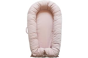 CooCooBaby Deluxe Infant Lounger, Baby Nest Cover for Baby Girls & Boys, Newborn Essentials for Baby 0-12 Months, 100% Cotton, Portable Travel Bed (DustyRose)
