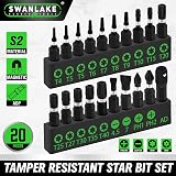 Swanlake Garden Tools 20-Piece Torx Bit Set T4-T40 S2 Steel 1/4" Hex view 3