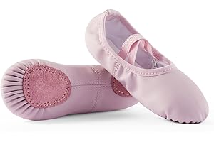 DyingSwan Toddler Ballet Shoes for Girls, Soft Leather Ballet Slippers, No-Tie Ballet Shoes Dance Shoes for Girls (Toddler/Little/Big Kid/Women)