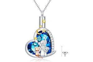 Flpruy Pet Cremation Jewelry for Pet Ashes 925 Sterling Silver Pet Urn Necklace for Ashes Keepsake Memorial Ashes Necklaces for Dog Cat Pet