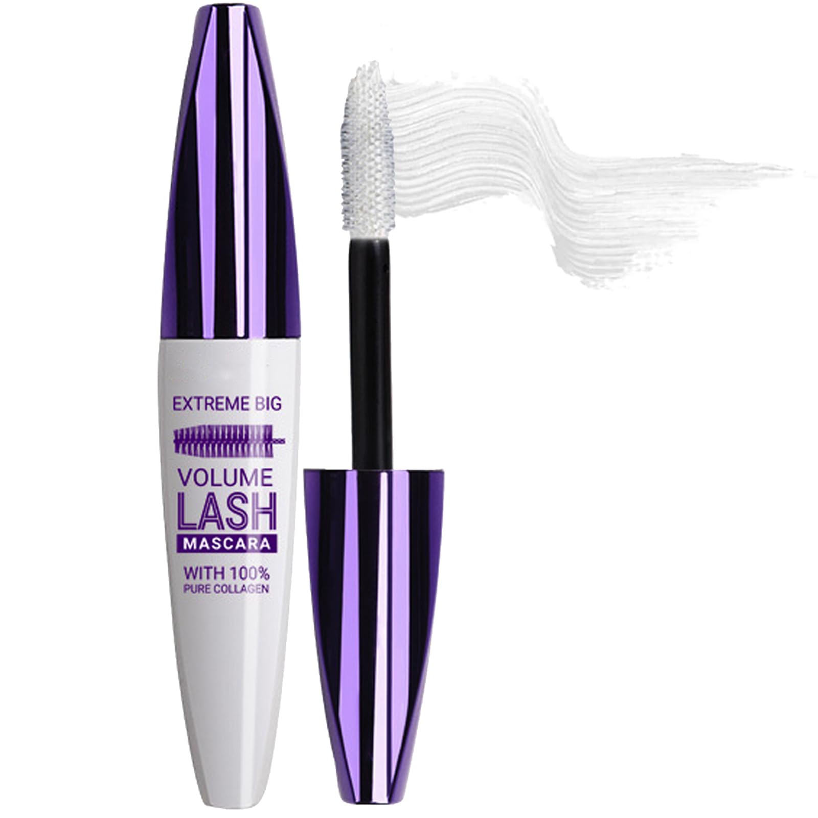 White Mascara, Coloured 5D Fiber Waterproof Eyelash Primer Long Lasting Thick Natural Smudge-Proof Telescopic Mascara for Sensitive Eyes Makeup, Party Stage Use Halloween Christmas Gifts