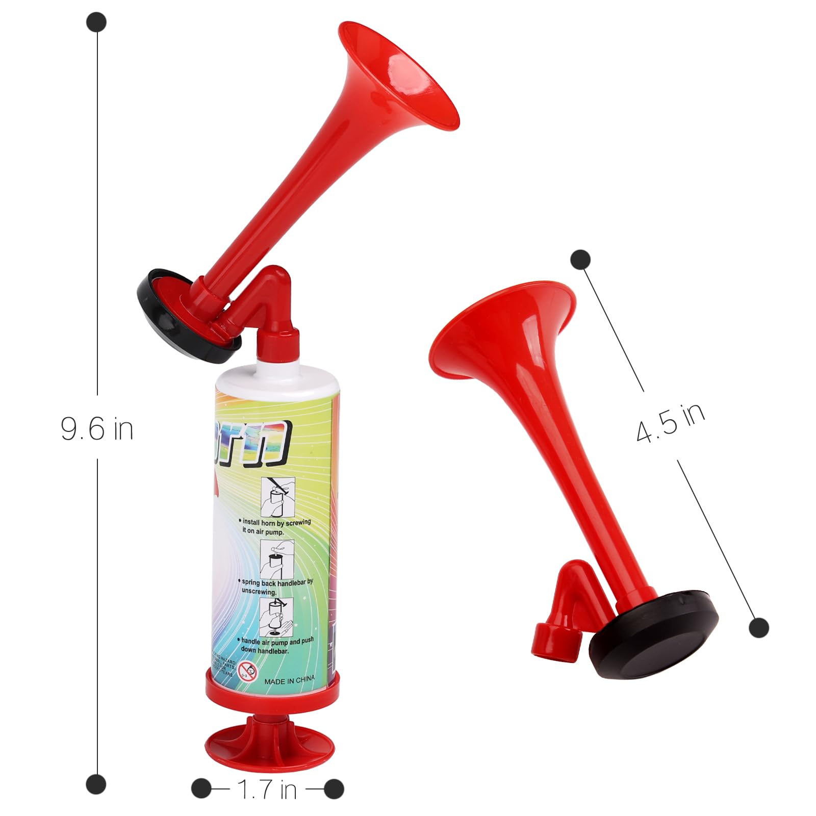 Handheld Horn, BANHAO Football Air Horn Hand Push Pump Children Party Noisemaker Cheer-leading Fans 2pcs