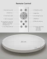 zemty 24W RGB LED Ceiling Light with Remote 3000K-6500K Dimmer 3200LM view 9