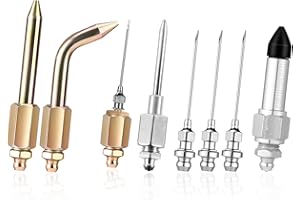 8pcs Grease Gun Accessory Kit, Including 3 Nozzles Needle Tip Dispenser Rubber Coupler Adapter Grease Needle Fittings Bent & 