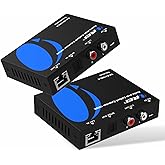 OREI Audio Over Cat6 Extender 990ft Coxial 5.1, PoC, Two-Way IR, DTS, LPCM | Coax to Toslink, Analog Audio Extender &ndash; Audio Balun over Cat6, Built-in DAC, Dolby Digital Plus, 24-bit/192kHz audio