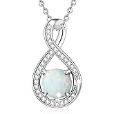 FANCIME Birthstone Necklaces for Women Fine Jewelry Sterling Silver Infinity Pendant Anniversary Birthday Mothers Day Gifts for Her Women Wife Mom Lady Daughter, Chain 16"+2" Extend