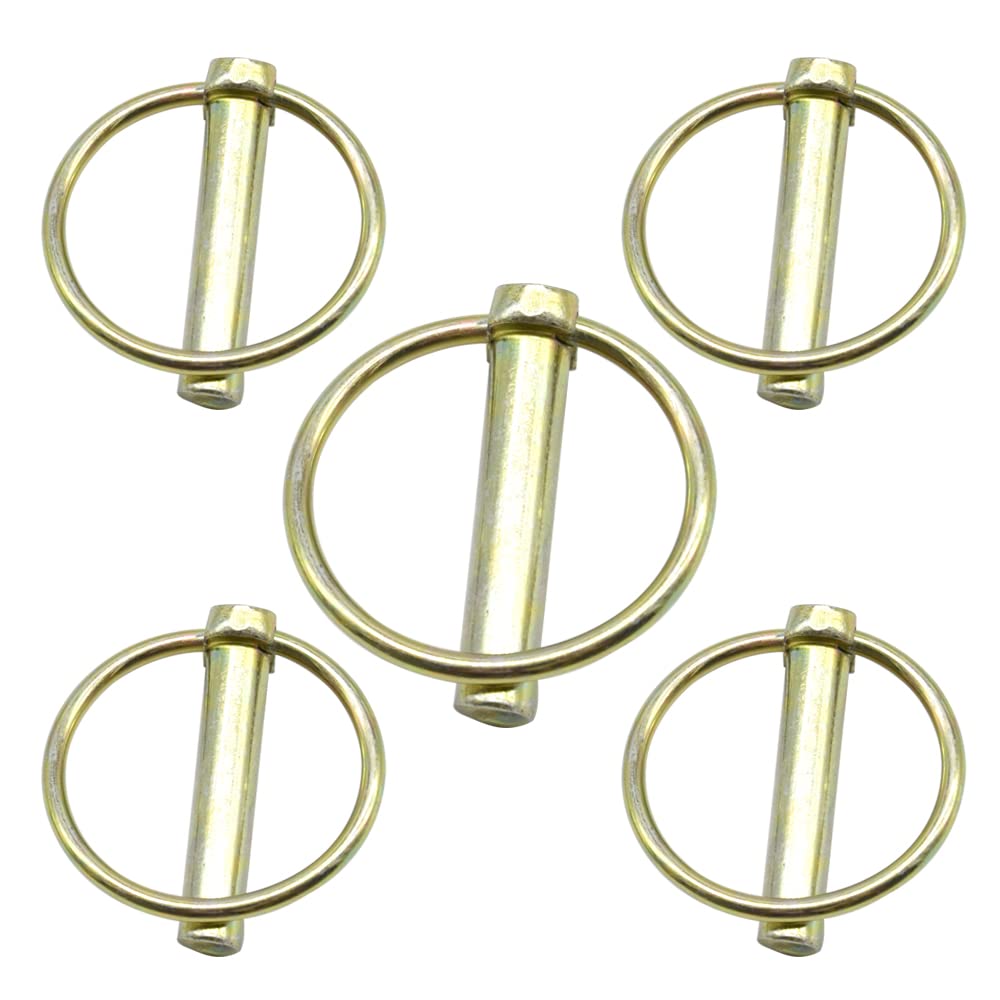 CEEYSEE 5Pcs 10mm Lynch Pin Set,Pin Length 45mm Zinc Plated Carbon Steel Fasteners Safety Pins Lock for Trailers, Tractors，Trolley，Mowers (O.M10x45mm)
