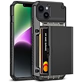 Vofolen for iPhone 14 Case Wallet with Card Holder [Max 4 Cards] Heavy Duty Shockproof Drop Protection Hidden ID Slot Rugged Protective Pocket Phone Cover for Men Women, 6.1 Inch Black