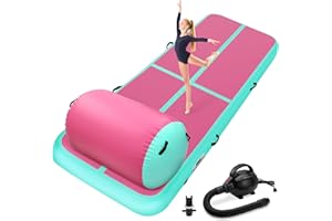KIKILIVE Inflatable Gymnastics Air Roller Set, Tumble Rolling Air Roller Gymnastics Barrel with Electric Pump for Kids Adults Home Outdoor Gymnastic Training Cheerleading Yoga