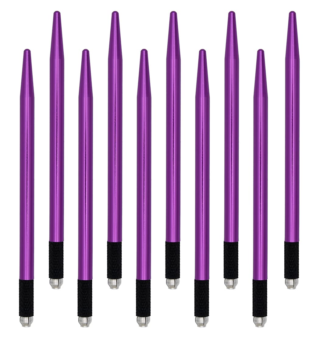 XIAOYU 10 Pieces Microblading Pens Kit Light Manual Fog Tattoo Eyebrow Pens for Makeup Handmade Eyebrow Tool Supplies(Purple)