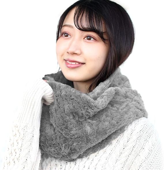 Amazon Join K スヌード うっとりするほどモコモコあったか リッチファー レディース マフラー グレー スヌード 通販