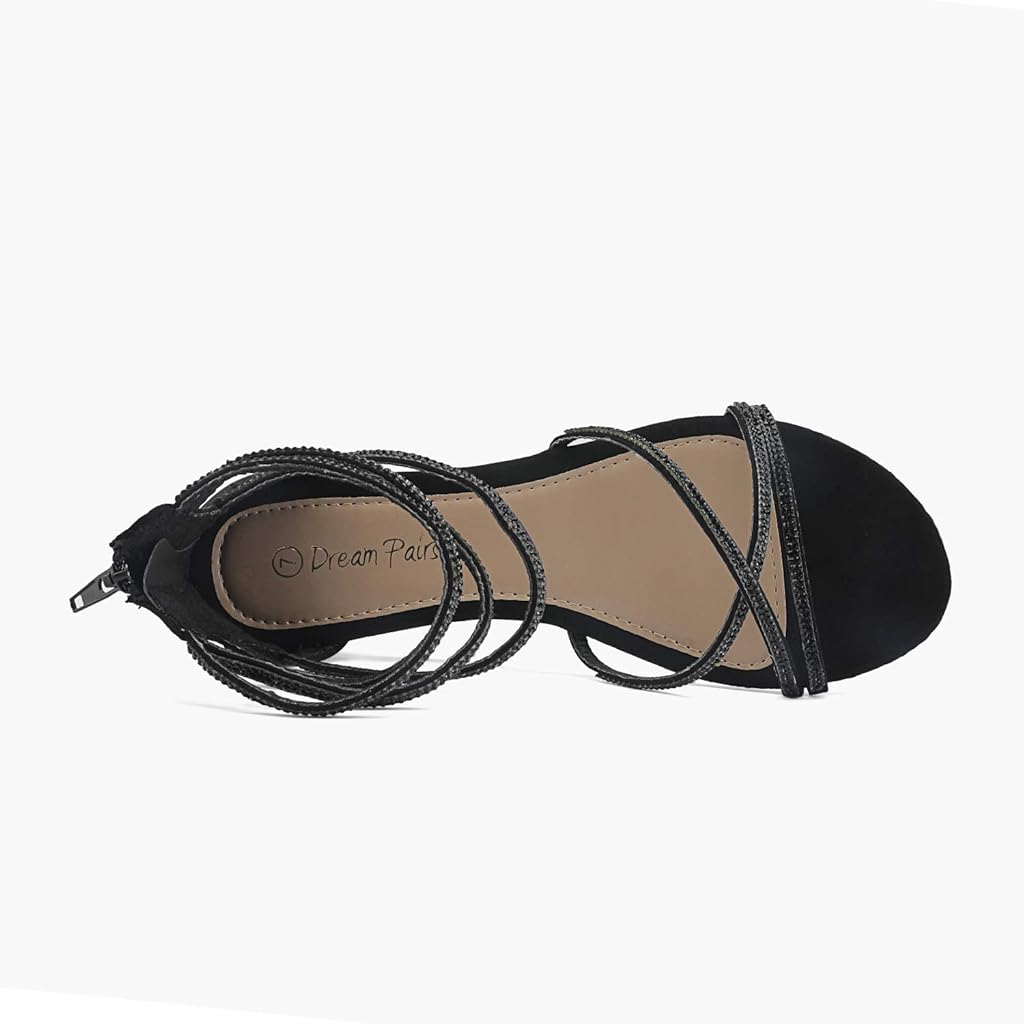 dream pairs women's ankle strap rhinestones low wedge sandals