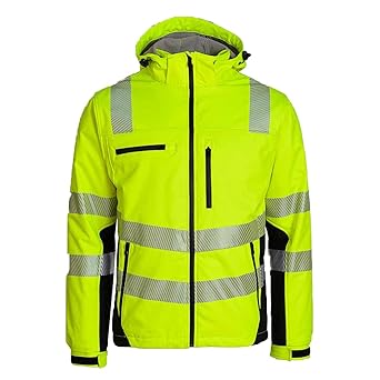 Warnschutz-Softshelljacke mit attraktive gestreifte Reflexapplikationen