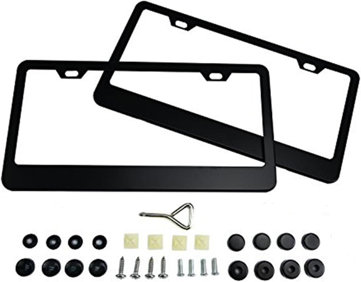 TOPNEW Stainless Steel License Plate Frame, 2 Holes Matte