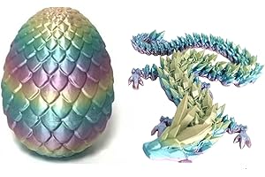 CRIEBEO Dragon Eggs Home Decor,3D Printed Dragon Eggs with Dragon Inside, 3D Articulated Dragon Home Décor,Mystery Dragon Egg Gifts for Easter Basket Stuffers( 5''+12'',Rainbow)