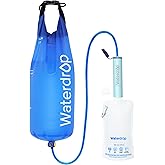 Waterdrop Gravity Water Filter Straw, Camping Water Filtration System, Water Purifier Survival for Travel, Backpacking and Emergency Preparedness, 1.5 gal Bag, 0.1 Micron, Light Blue