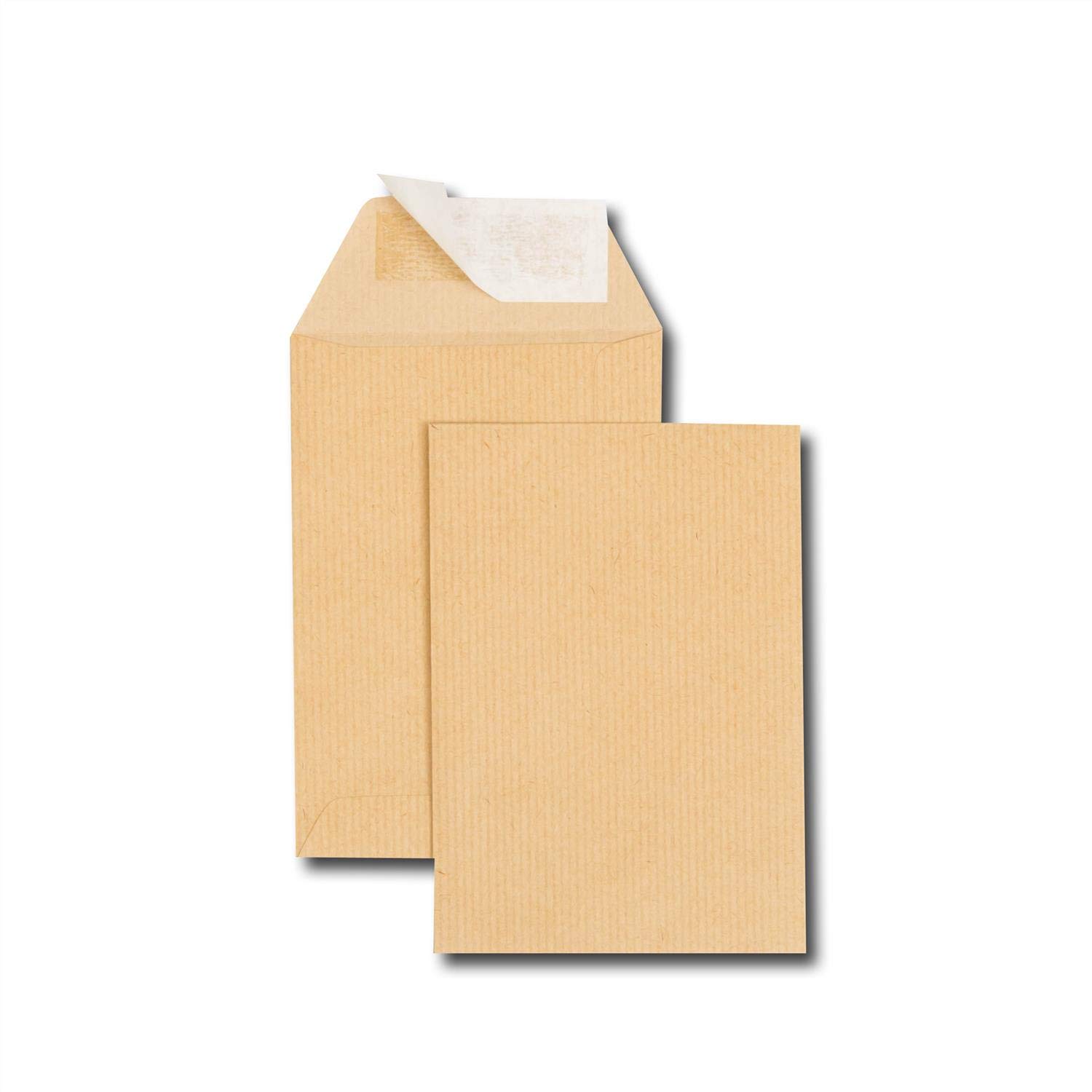 500 Sleeves Kraft Paper Brown C6 114 x 162 90 g/m² Protective Tape
