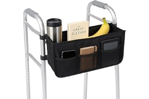NAYJS Walker Basket - Foldable Walker Bag with Cup Holder - Fits Folding Walkers - Ideal Walker Accessories for Seniors with Limited Mobility to Carry Water Bottles, Books, Essentials & More